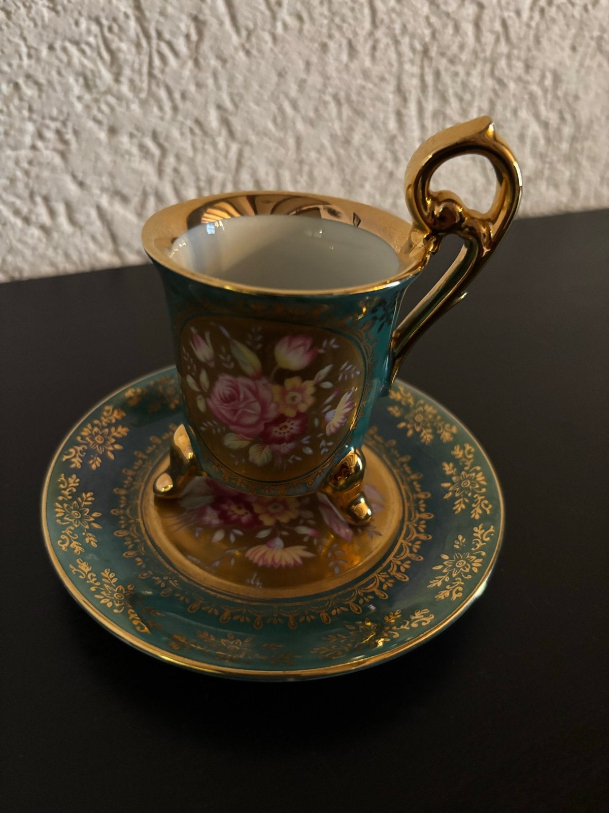 Antiek Ohashi China Theekopje met Schotel - Handbeschilderd, Antiek en Kunst, Ophalen of Verzenden