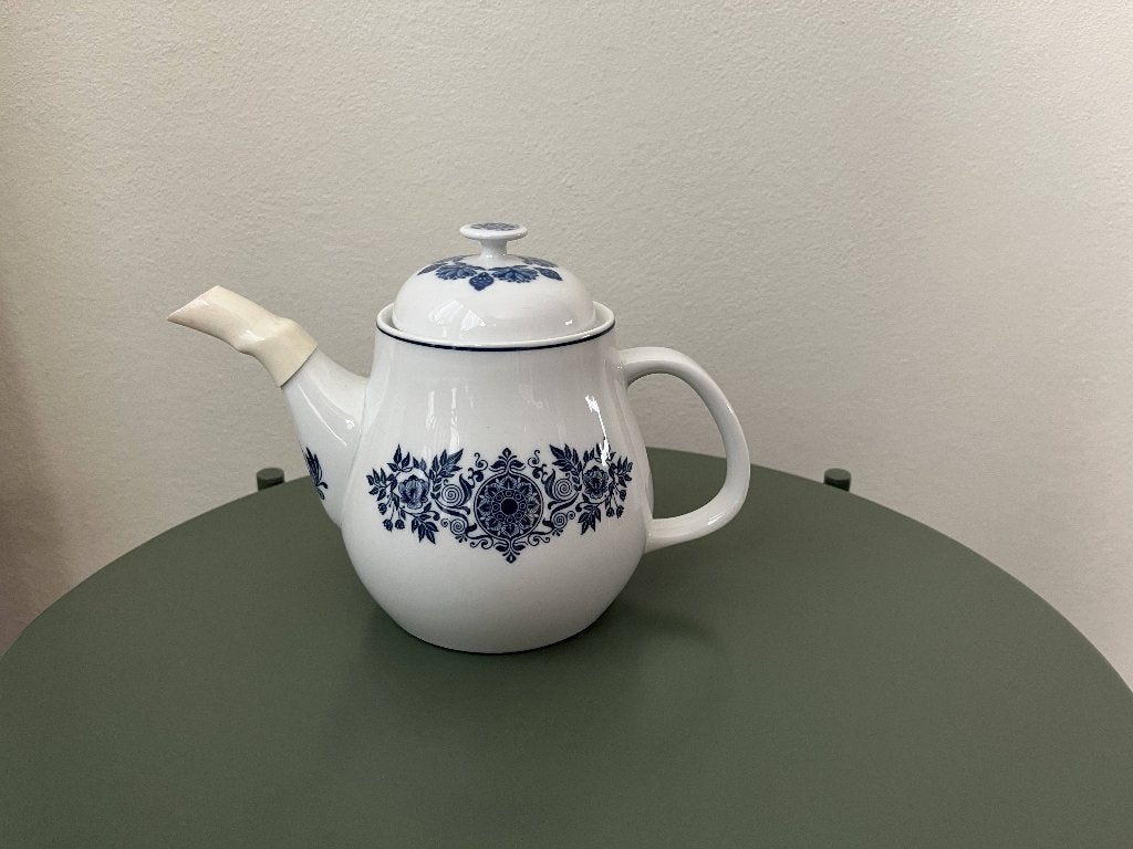 Vintage theepot met blauw bloemmotief, Ophalen