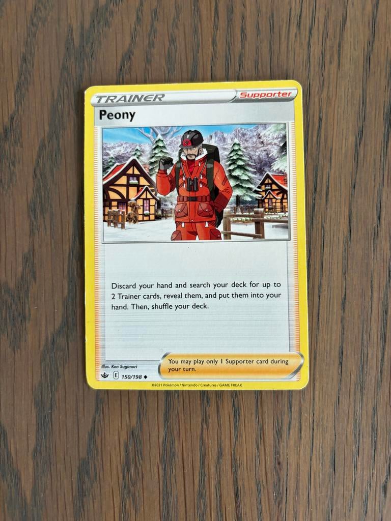 Pokémon TCG: Peony Supporter Trainer Kaart (150/198), Ophalen of Verzenden, Zo goed als nieuw, Losse kaart