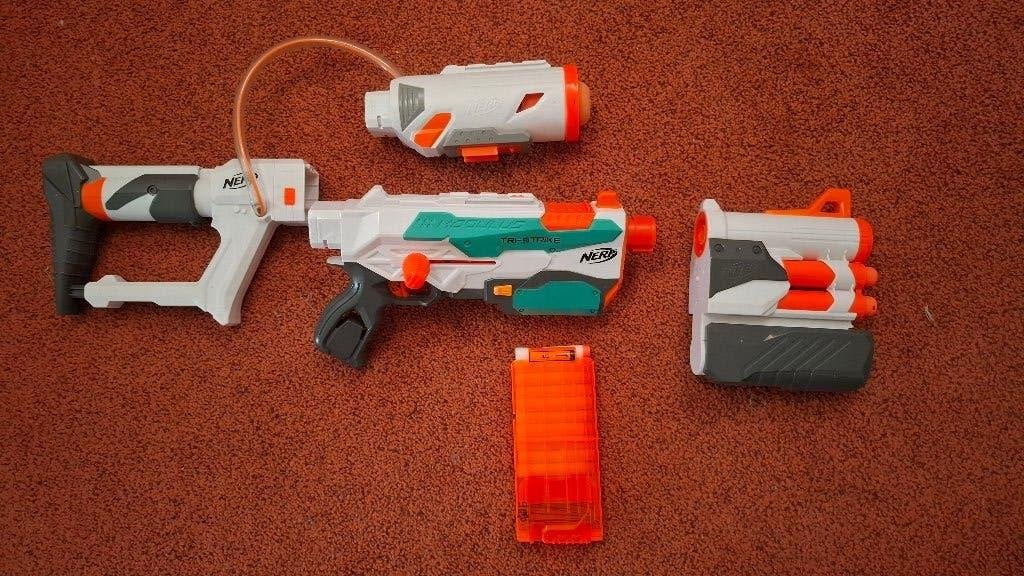 Nerf Modulus Tri-Strike (getest en met originele pijltjes), Ophalen, Gebruikt