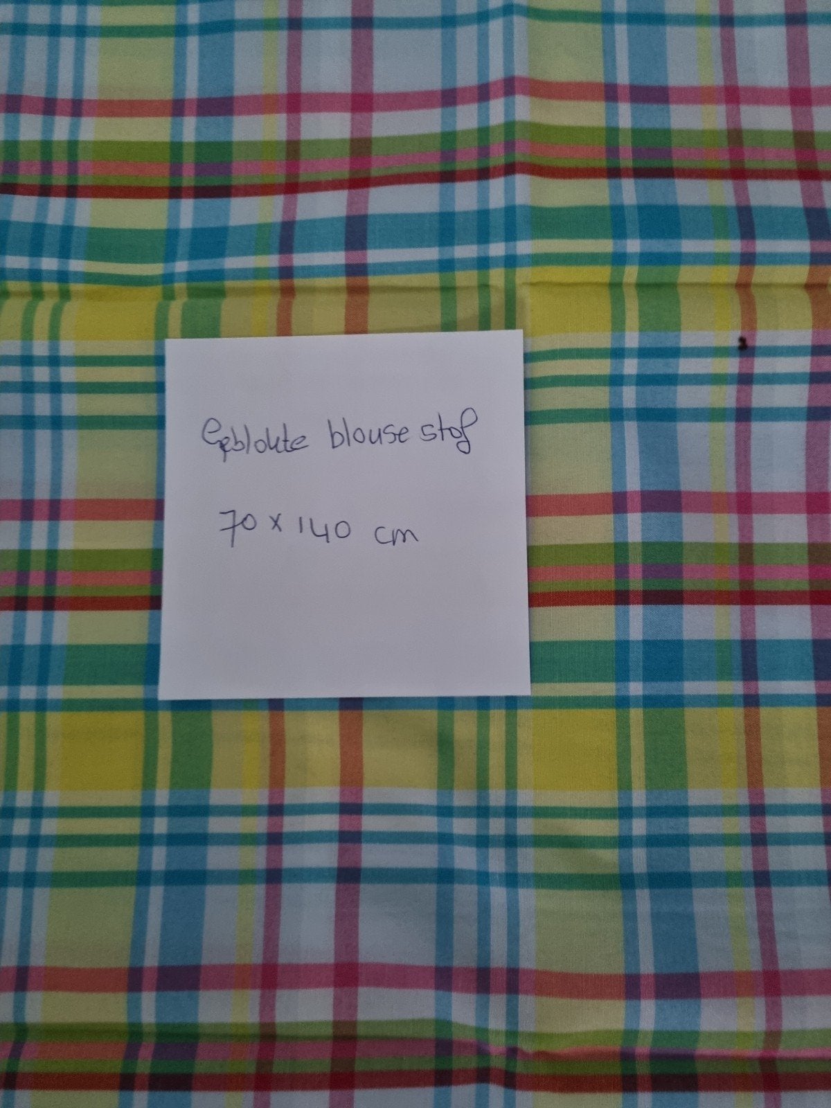 Geruite katoenen stof poplin(popeline), Hobby en Vrije tijd, Stoffen en Lappen, Blauw, Nieuw, Ophalen of Verzenden, 30 tot 120 cm