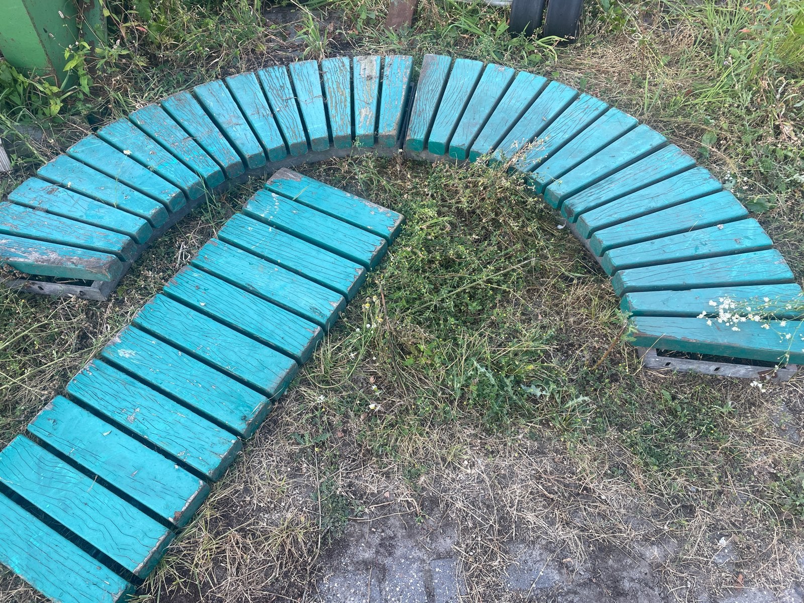 Gebogen tuinbankdelen - hard hout, Ophalen, Gebruikt, Hout