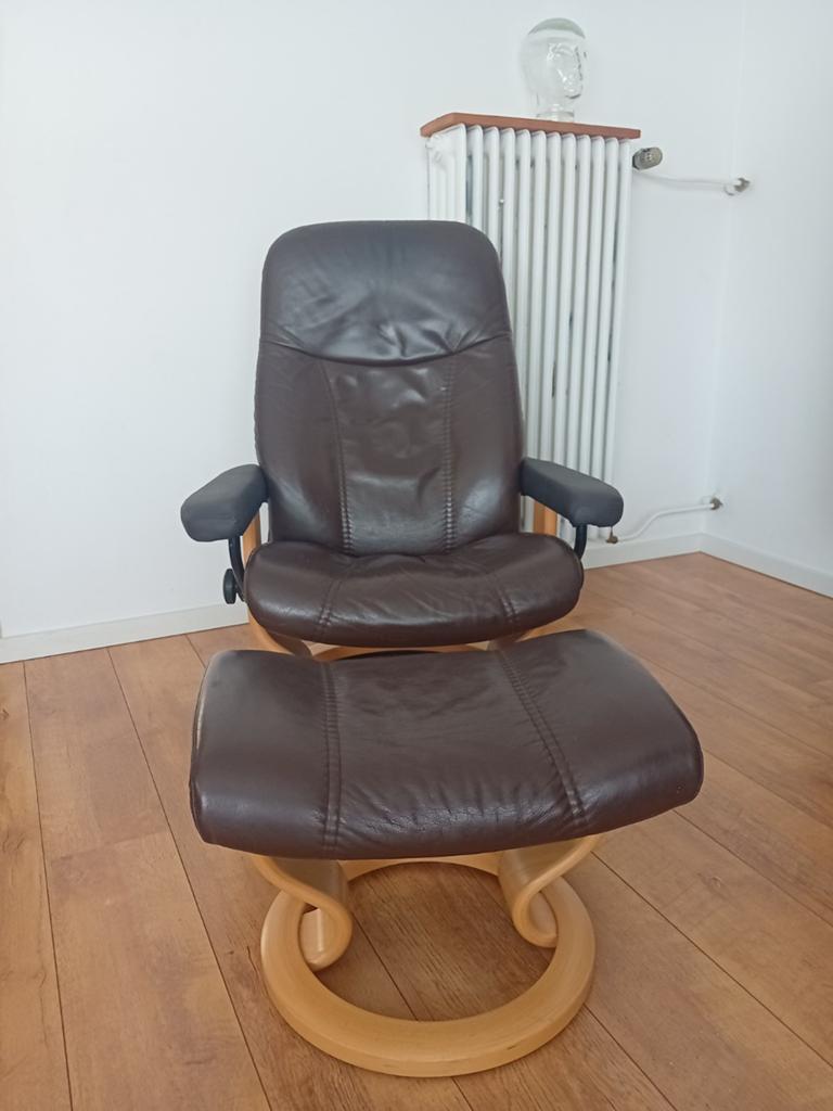 Stressless fauteuil vintage retro midcentury, Ophalen of Verzenden, Gebruikt, 75 tot 100 cm, 50 tot 75 cm
