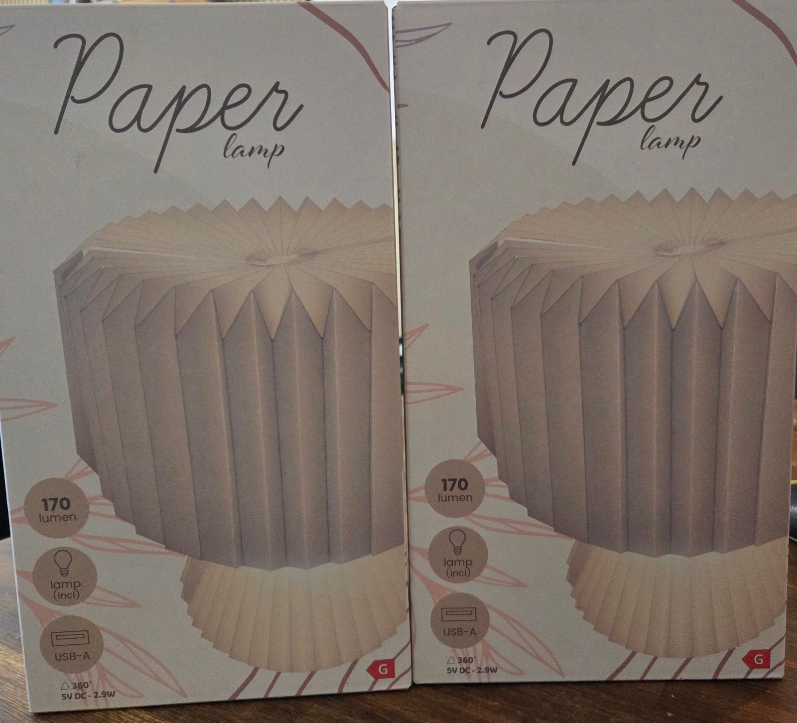 Papieren Tafellamp 2x, Beige, 30 cm, Nieuw, Ophalen of Verzenden