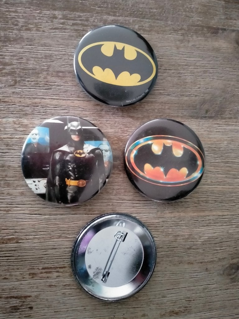 Batman film tv logo vintage grote buttons superheld DC, Ophalen of Verzenden, Zo goed als nieuw