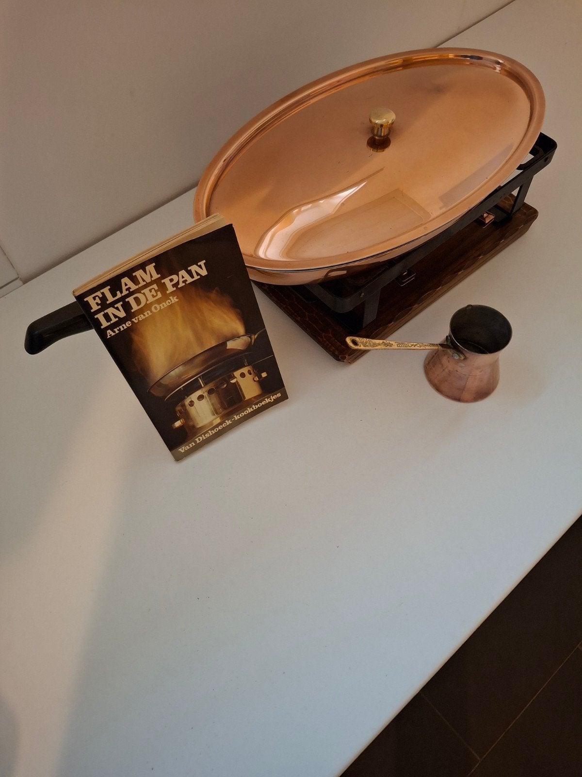 koperen flambeerpan, Ophalen, Gebruikt