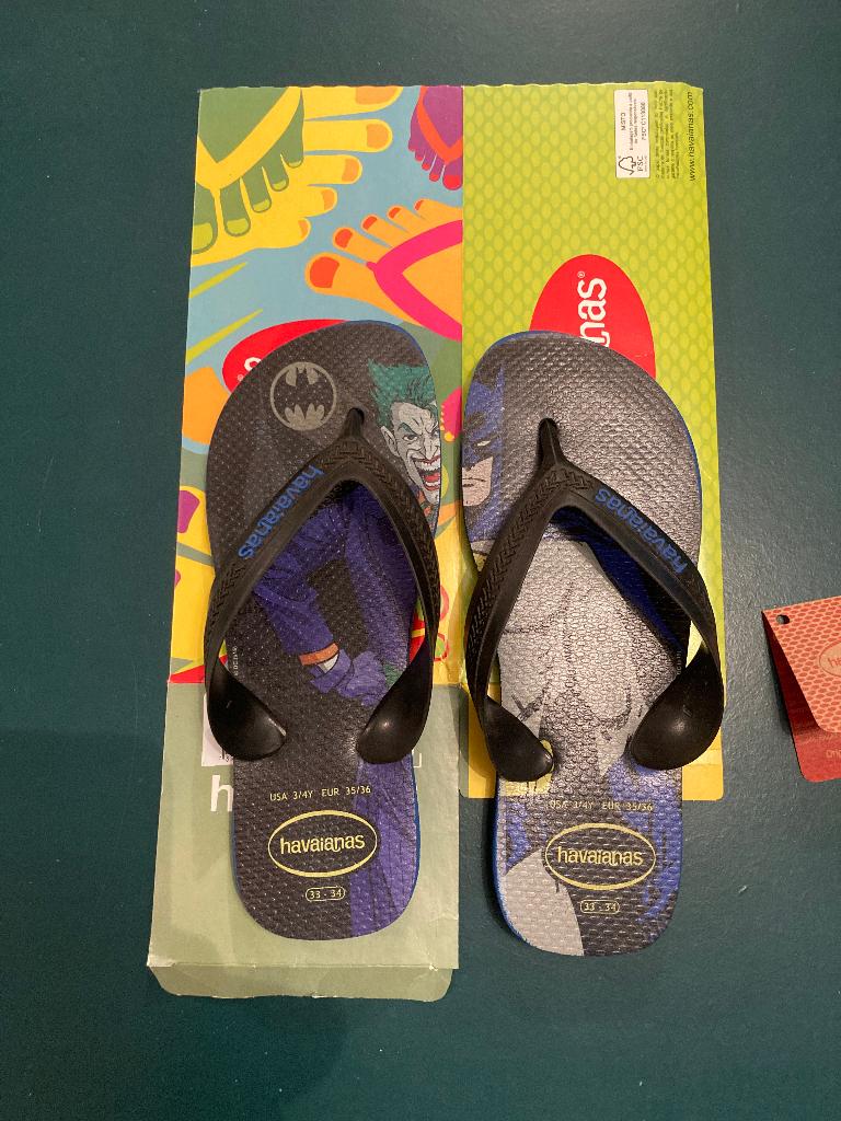 Havaianas batman joker slippers eu 35-36 als nieuw!, Jongen of Meisje, Schoenen, Ophalen of Verzenden, Zo goed als nieuw