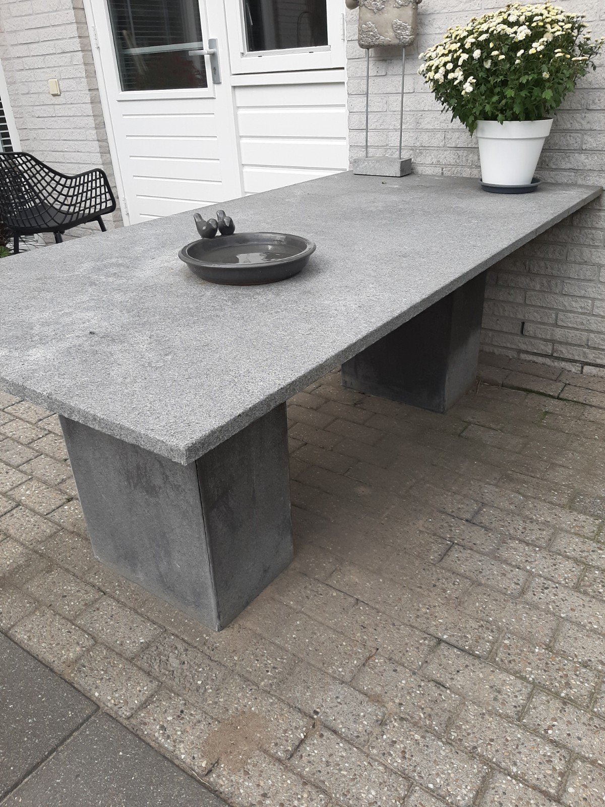 Robuuste tuintafel met stenen blad (200x100 cm), Tuin en Terras, Ophalen, Rechthoekig
