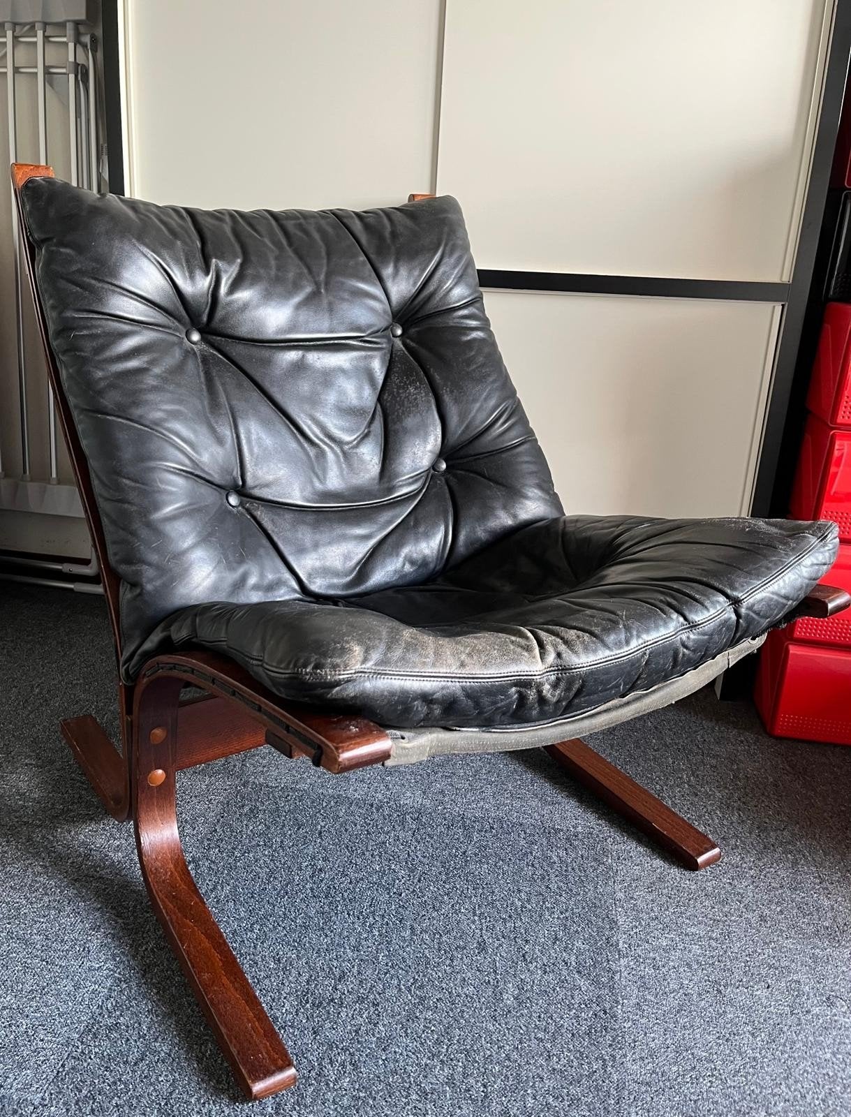 Vintage Siesta Classic 302 Low Chair, Huis en Inrichting, Fauteuils, Ophalen, Gebruikt, Leer, Vintage