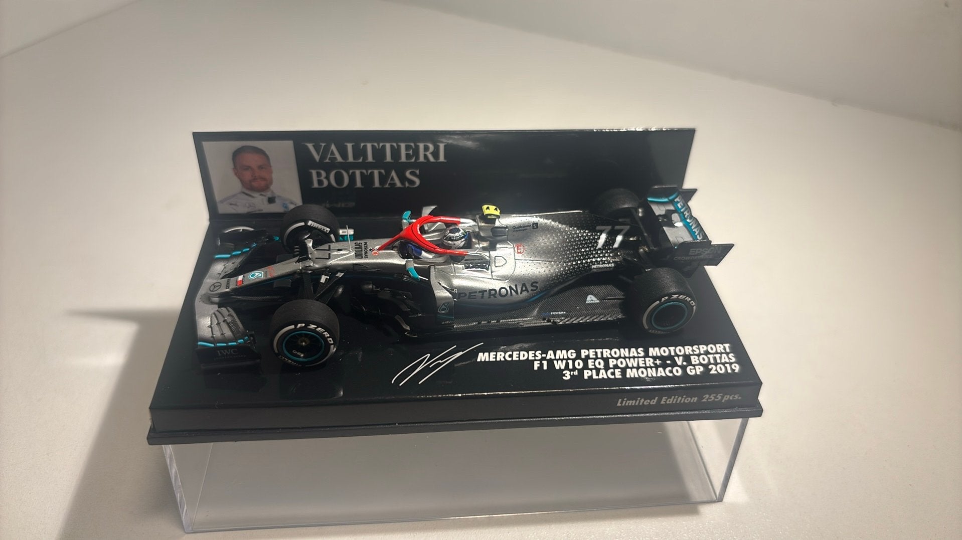 F1 mercedes amg w10 v.bottas 3e place monaco minichamps 1.43, Auto, Ophalen of Verzenden, MiniChamps, A