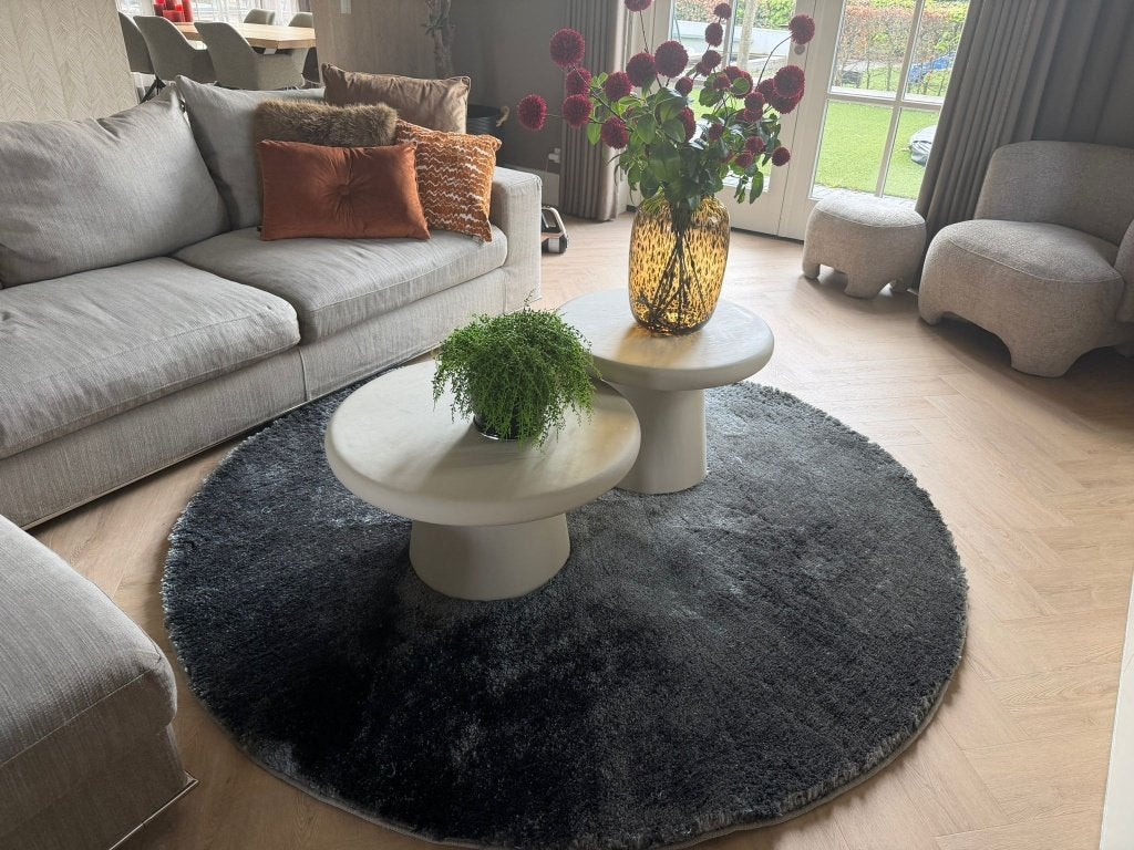 Luxe hoogpolig rond vloerkleed (diameter 200 cm), Rond, 200 cm of meer, Ophalen of Verzenden, Zo goed als nieuw