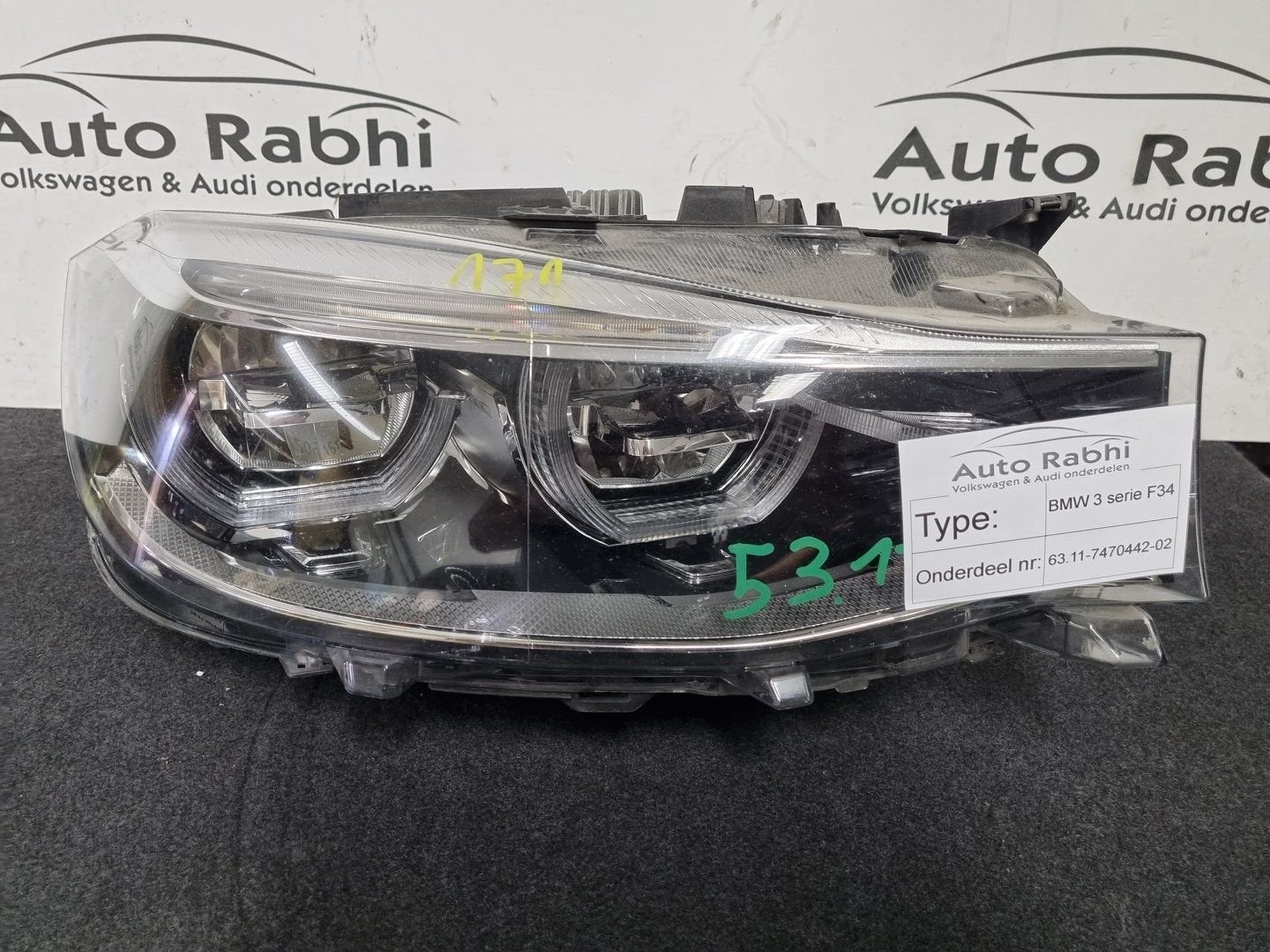 Bmw 3 serie f34 koplamp Rechts Bi xenon led 63-11-7470442-02, Gebruikt, -, -, Ophalen of Verzenden