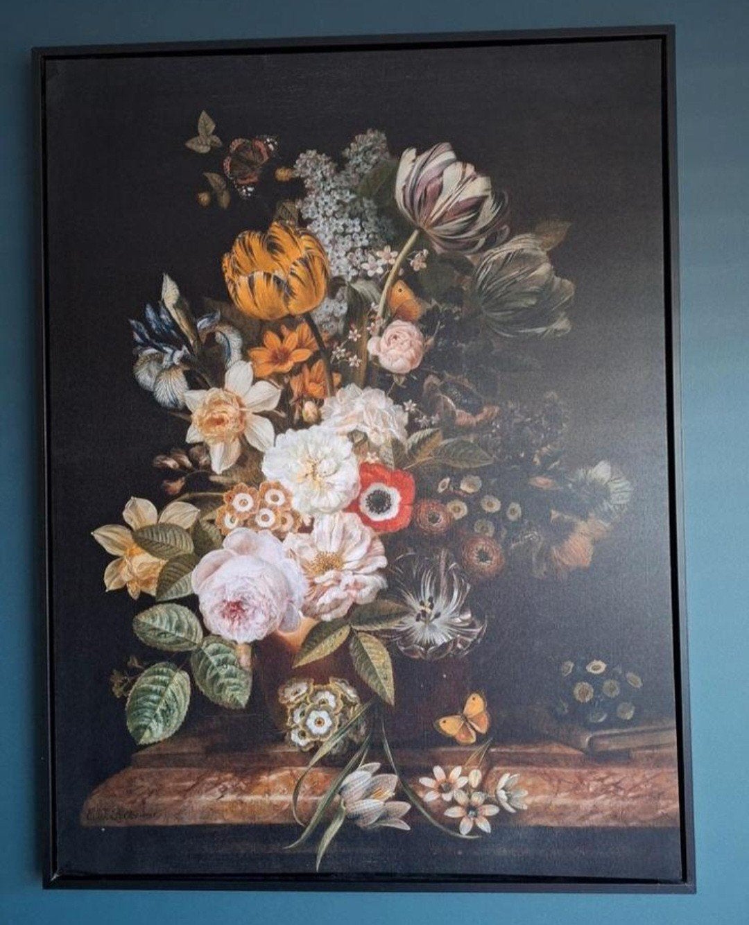 Schilderij met bloemen en vlinders, Ophalen