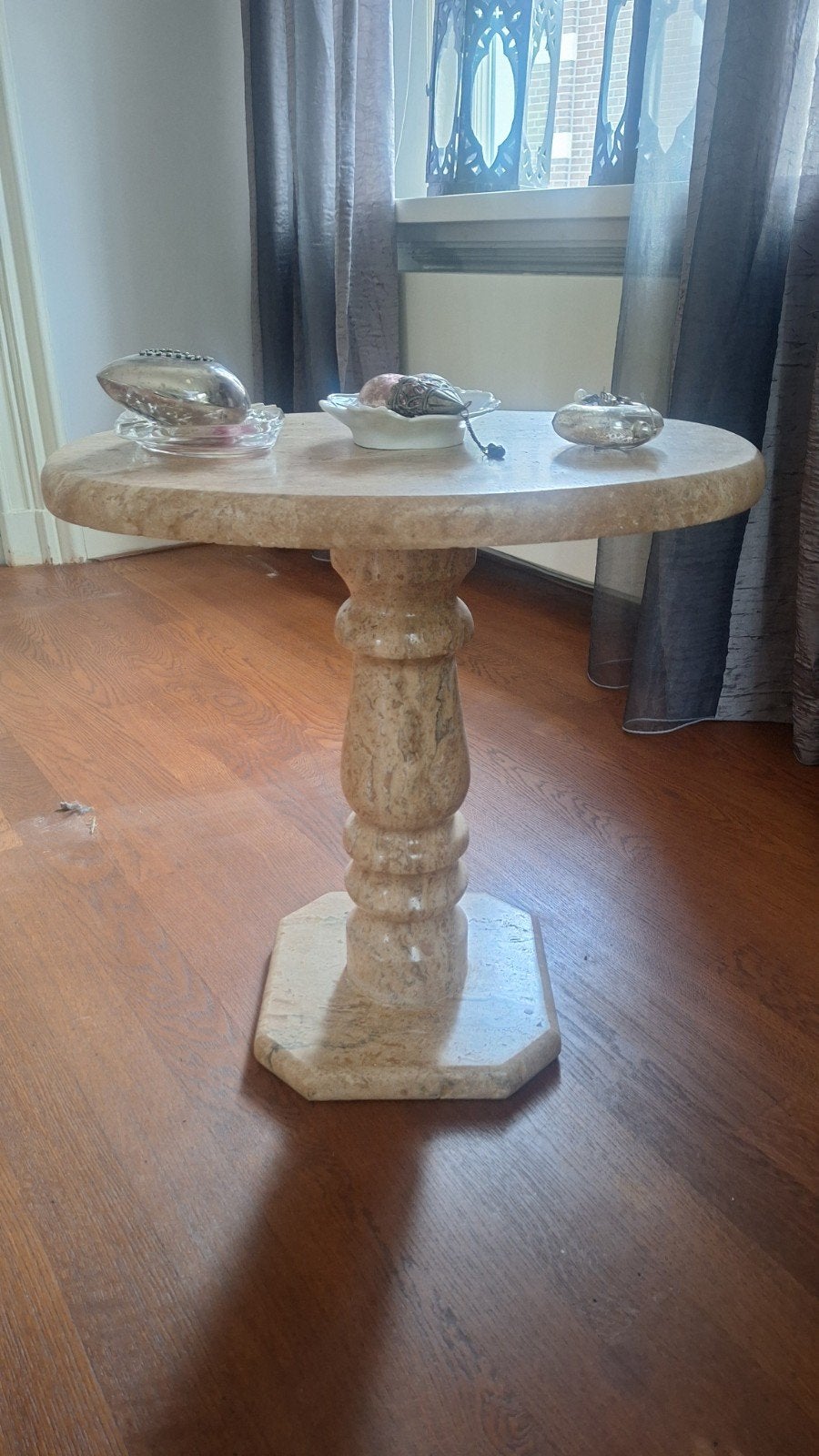 Marmeren Bijzettafel - Rond - 52 cm Hoog, Overige materialen, Gebruikt, Rond, Ophalen