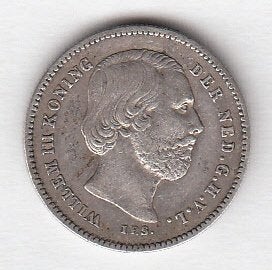 Willem III - 25 cent 1849  schaars kwartje - Sch.634, Postzegels en Munten, Munten | Nederland, Koning Willem III, Verzenden, Zilver
