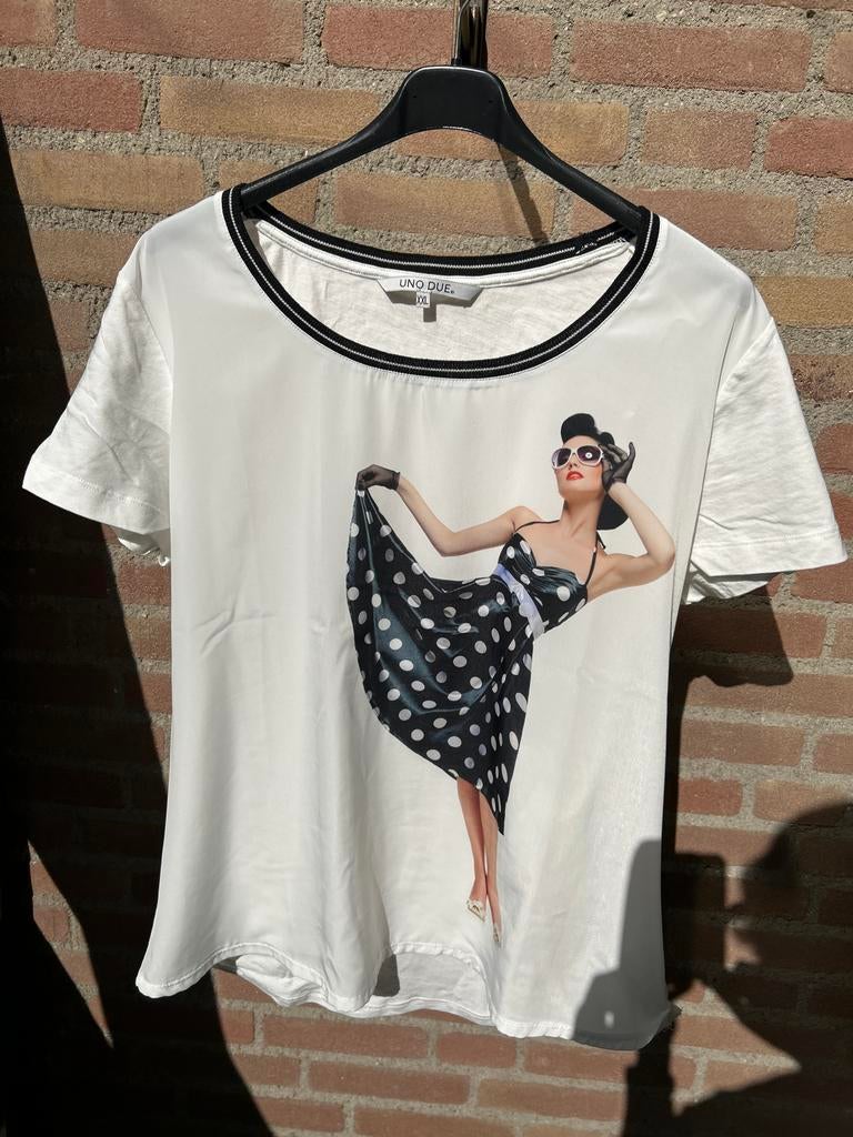 Mooi Uno Due shirt XXL, zgan, pop-art print, Kleding | Dames, Wit, Maat 46/48 (XL) of groter, Ophalen of Verzenden, Zo goed als nieuw