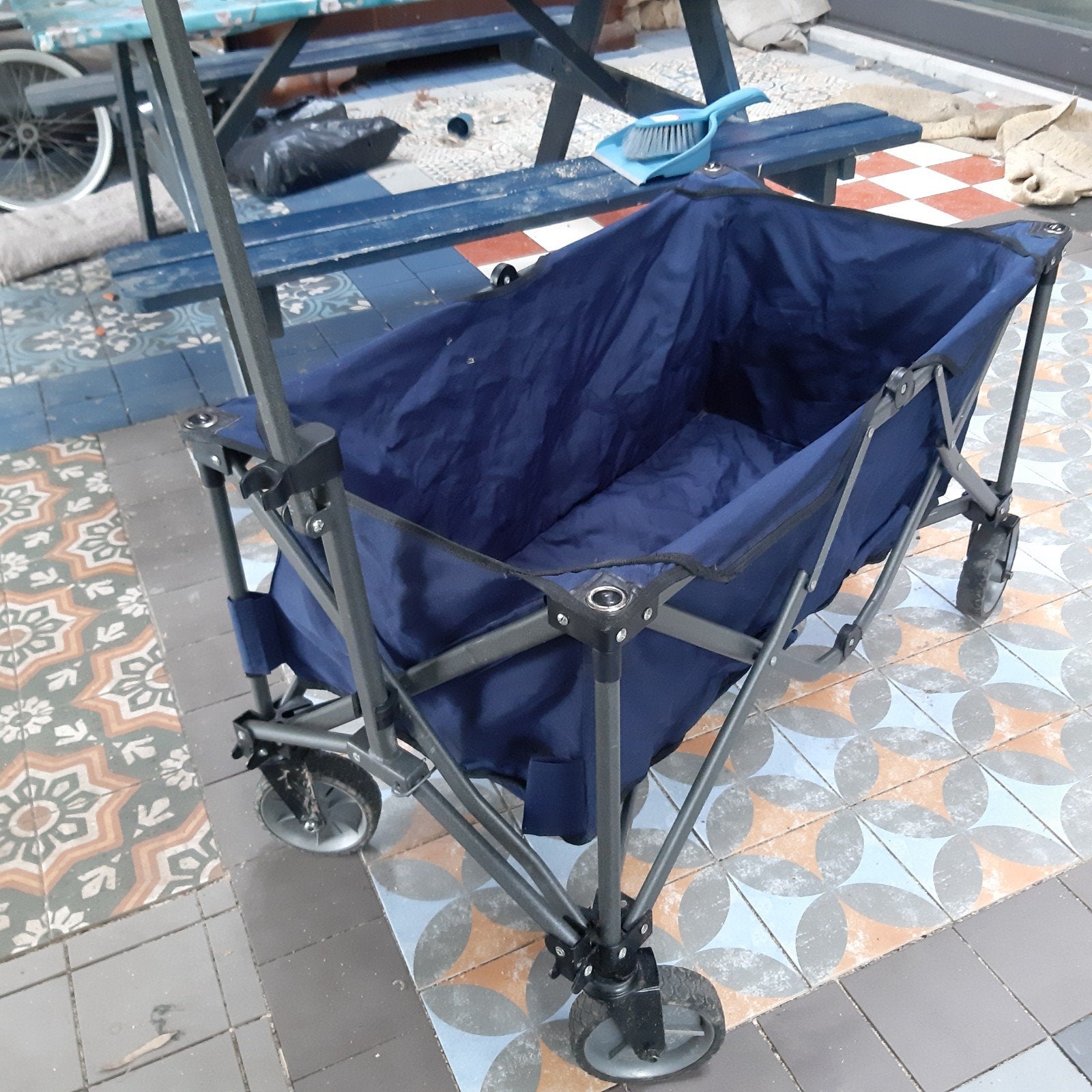 Opvouwbare bolderkar, Ophalen, Gebruikt