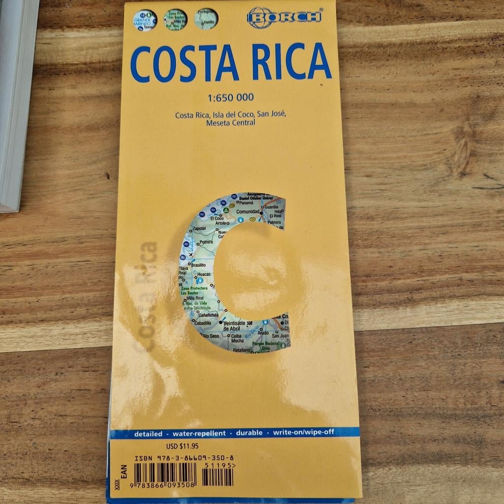 Geplastificeerde autokaart Costa Rica - 23e editie, Ophalen of Verzenden