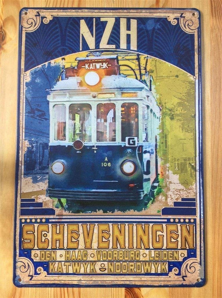 Prachtig NZH De Blauwe Tram Metalen Kunst Affiche Poster, Verzamelen, Verzenden, Nieuw, Tram, Overige typen