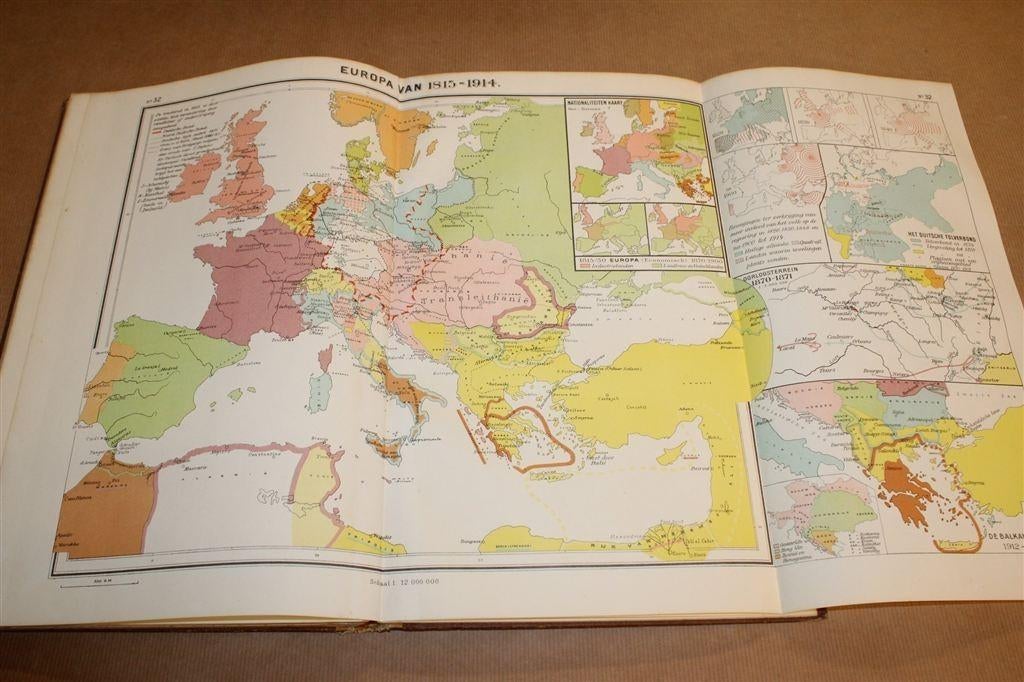 Grote Historische Schoolatlas [1947] — Hettema — 38 Krtn, Boeken, Atlassen en Landkaarten, Gelezen, Ophalen of Verzenden, Landkaart