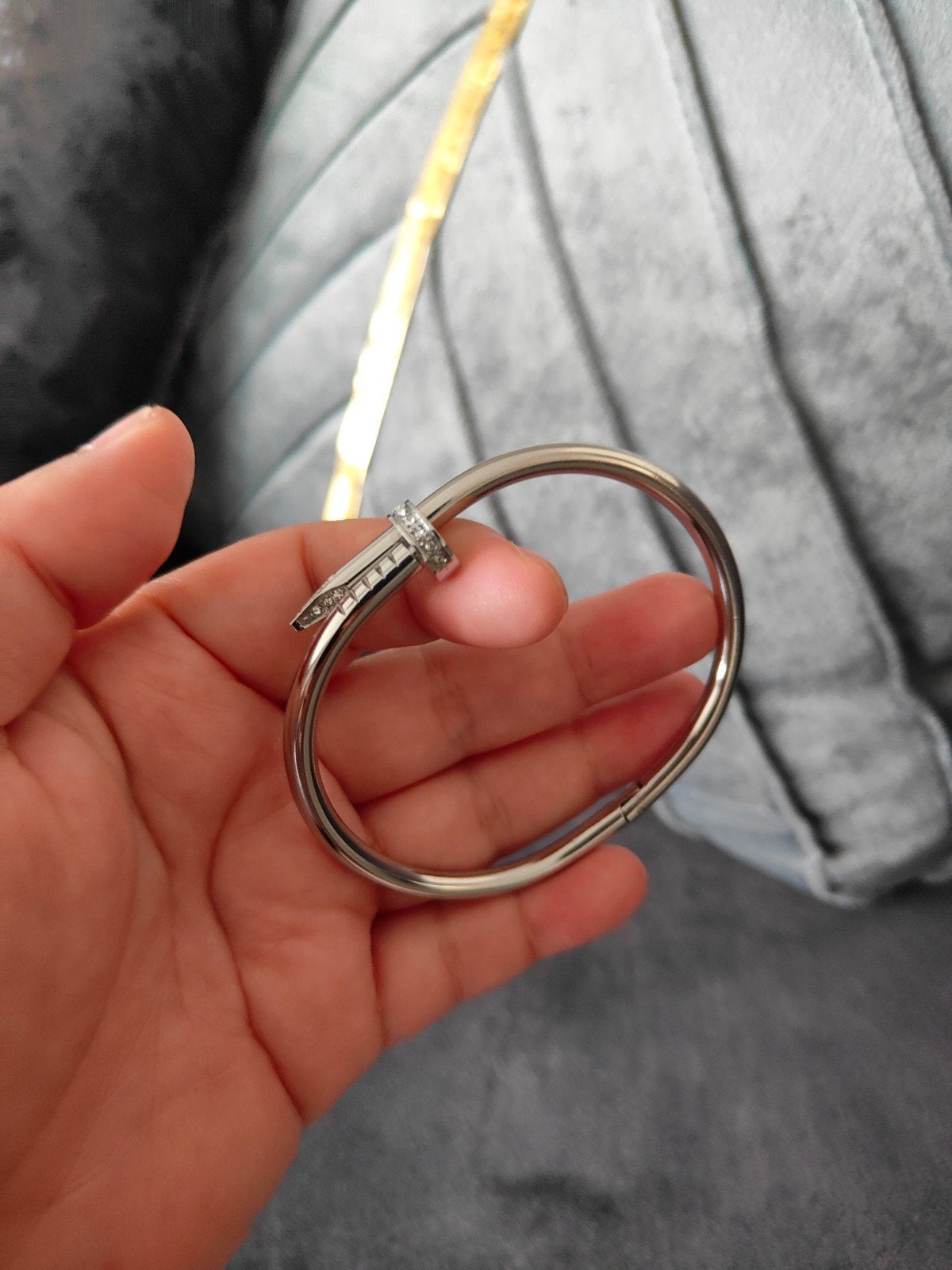 Cartier - geïnspireerde Armband met Zirkonia's, Ophalen of Verzenden, Zo goed als nieuw, Zilver, Met kristal