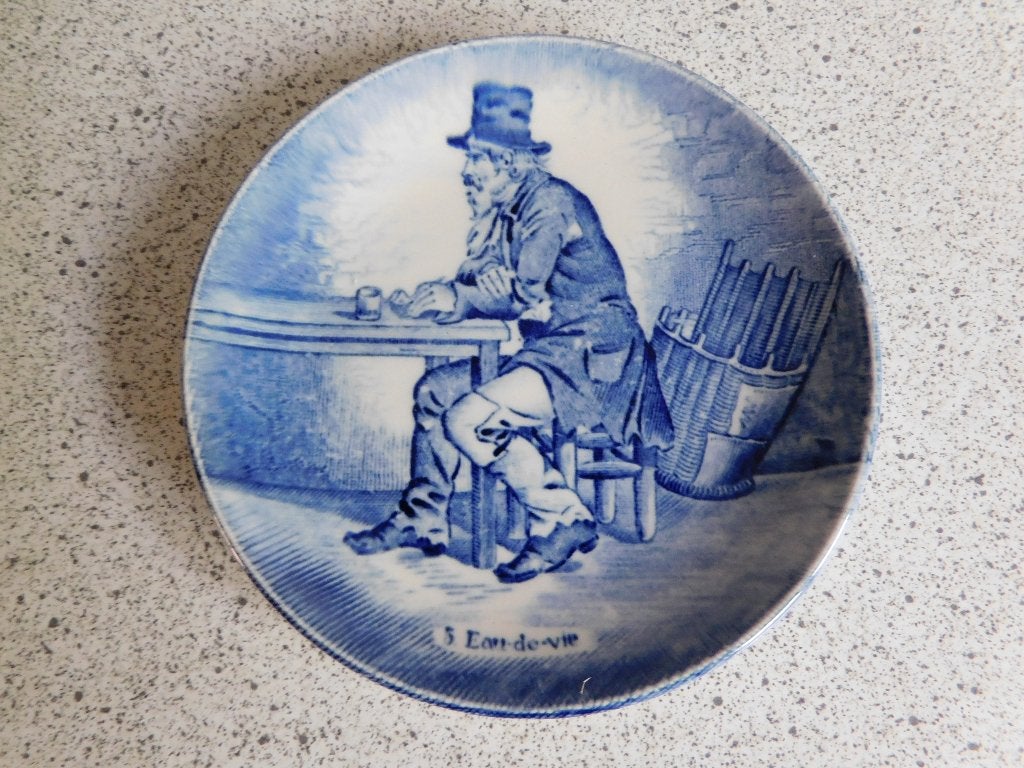 Bord 11 cm. Blauw Eau de Vie Boch Delft, Antiek en Kunst, Ophalen of Verzenden