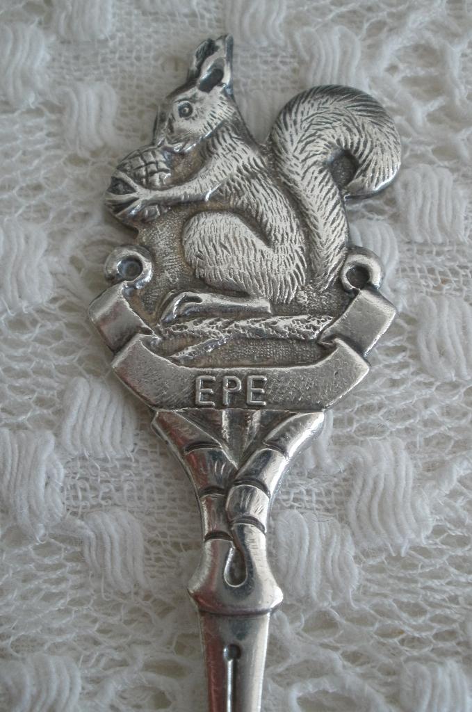 Oud verzilverd lepeltje Epe - Eekhoorn, Ophalen of Verzenden