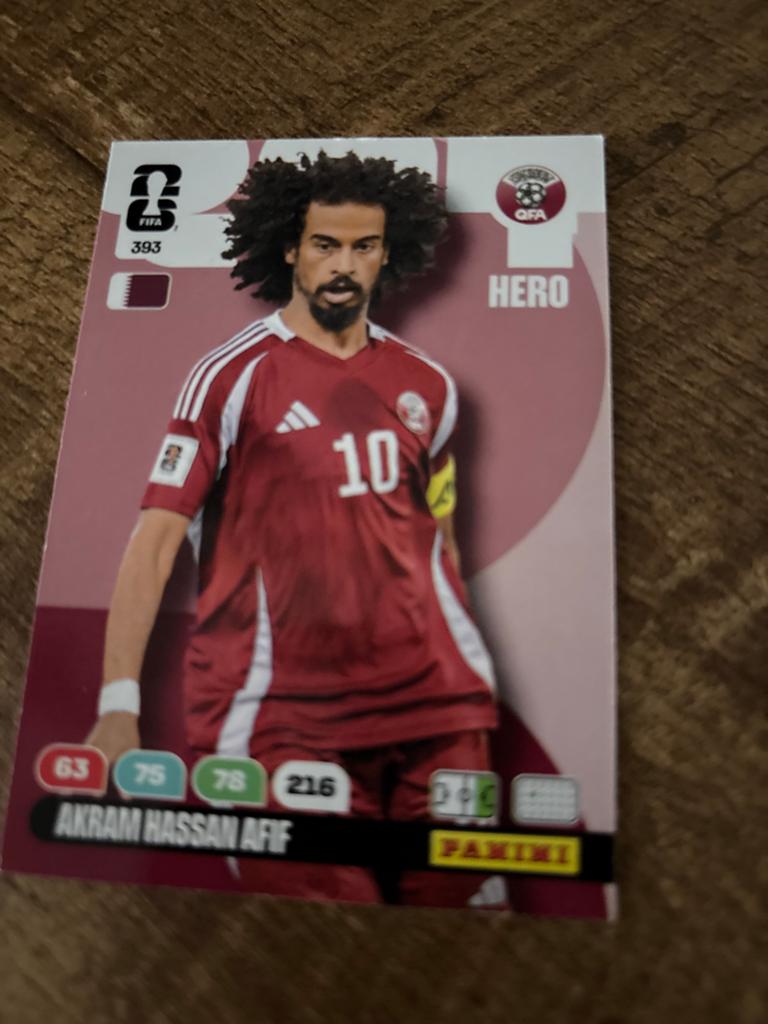 Panini Adrenalyn WK 2026 Akram Hassan Afif Qatar Hero, Ophalen of Verzenden, Nieuw, Buitenlandse clubs, Spelerskaart