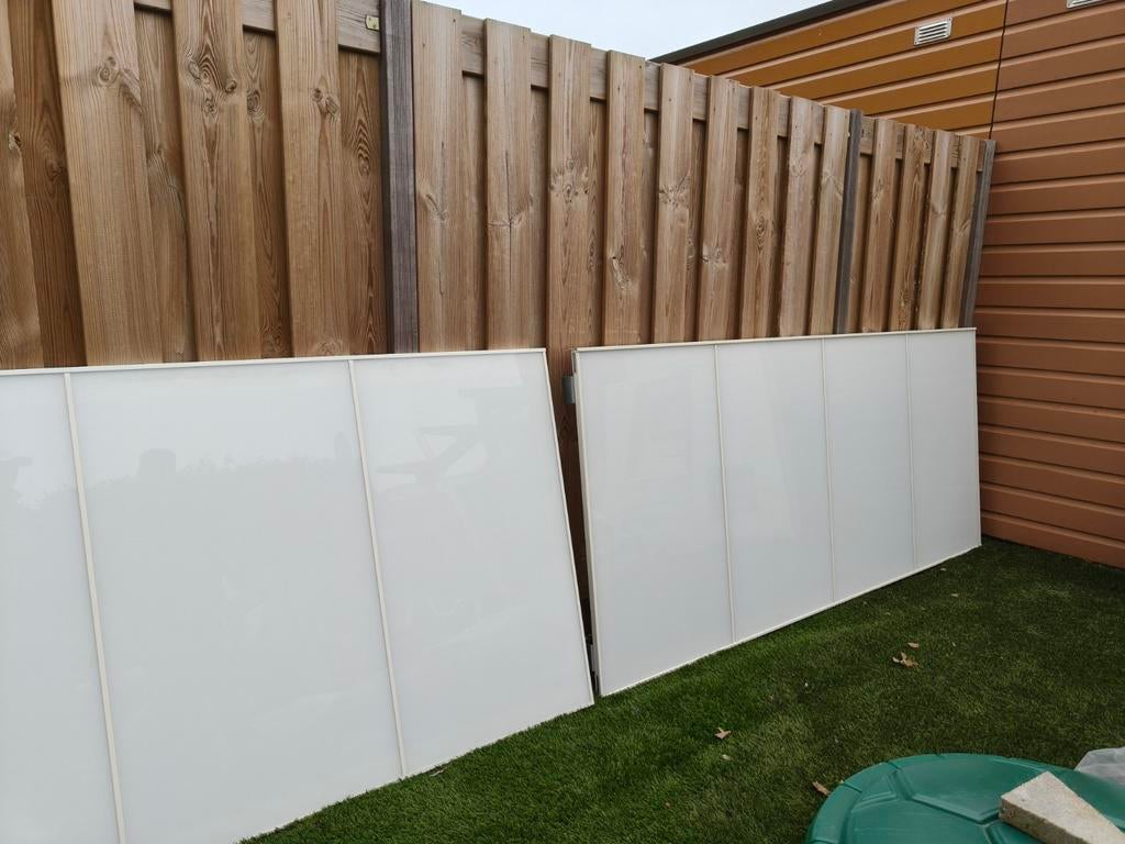 Set van 2 Ikea Pax melkglas schuifdeuren elk 236x100 cm, Gebruikt, 200 cm of meer, Ophalen of Verzenden, Glas