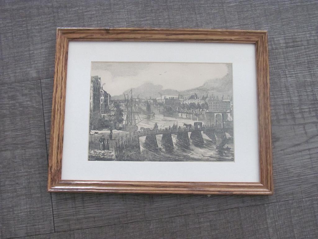 Amsterdam - kopergravure - 19e eeuw, Antiek en Kunst, Kunst | Etsen en Gravures, 1800 - 1899, Stadsgezicht, Gravure, Ingelijst