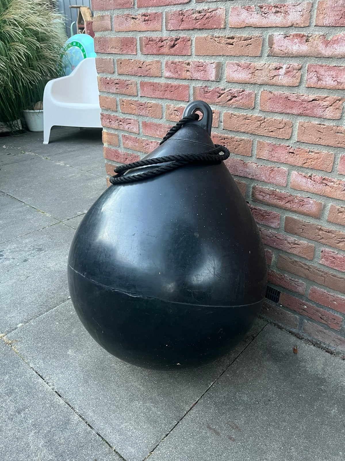 Grote zwarte boei / bolfender met touw 55cm, Ophalen, Gebruikt, Overige typen