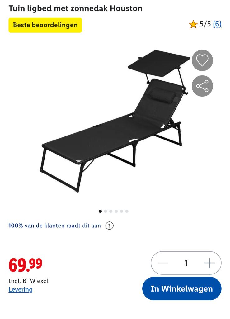 Tuin ligbed Livarno zgan maar zonder zonnedakje, Tuin en Terras, Ophalen, Zo goed als nieuw, Aluminium, Verstelbaar