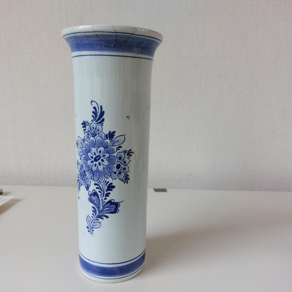 Delfts Blauw vaasje 't Delftsche Huys, handgeschilderd, Ophalen of Verzenden