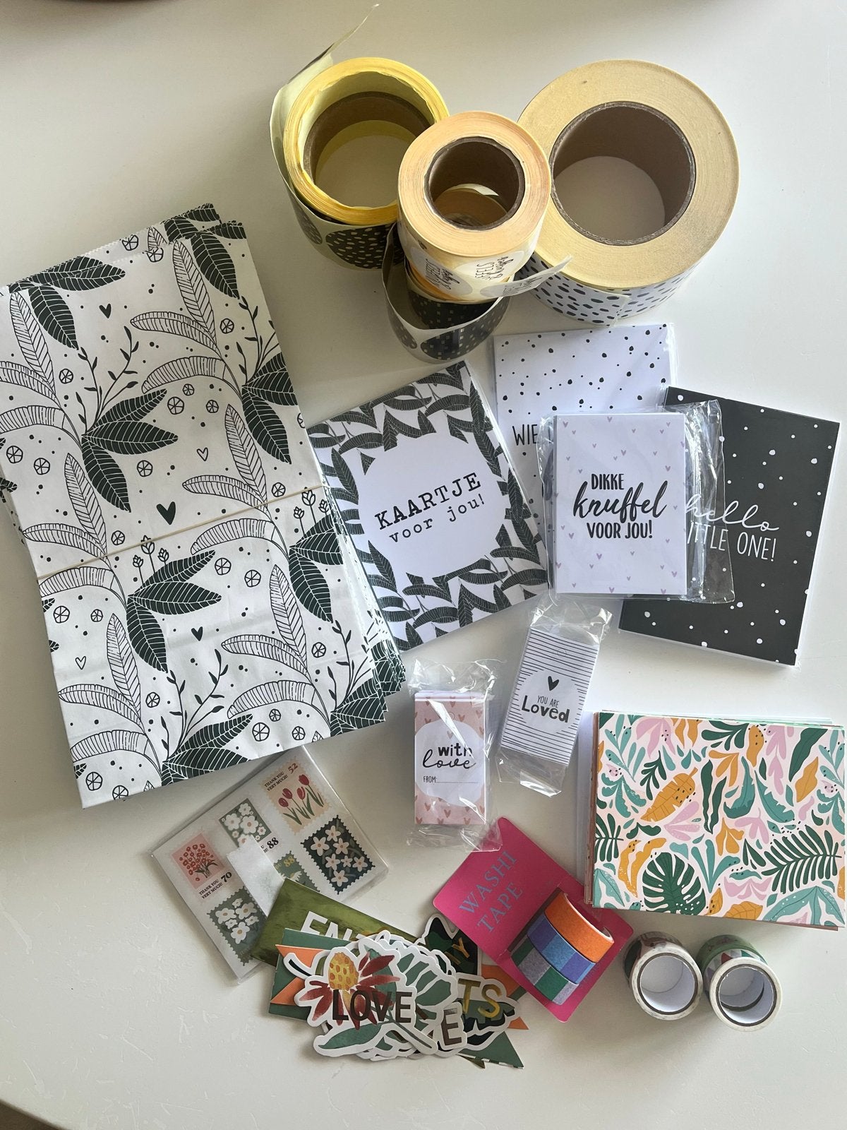 Groot pakket: Papieren zakken, kaarten, stickers, washi tape, Ophalen of Verzenden, Nieuw, Overige thema's, Overige typen