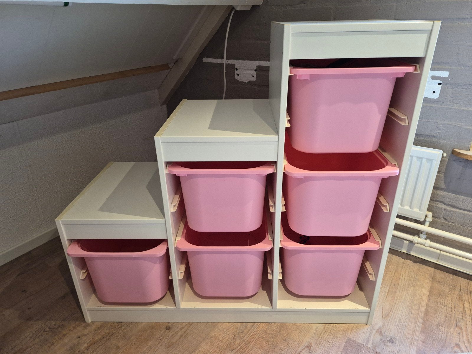 IKEA Trofast opbergkast wit met 6 roze bakken, Ophalen, Zo goed als nieuw, Kast
