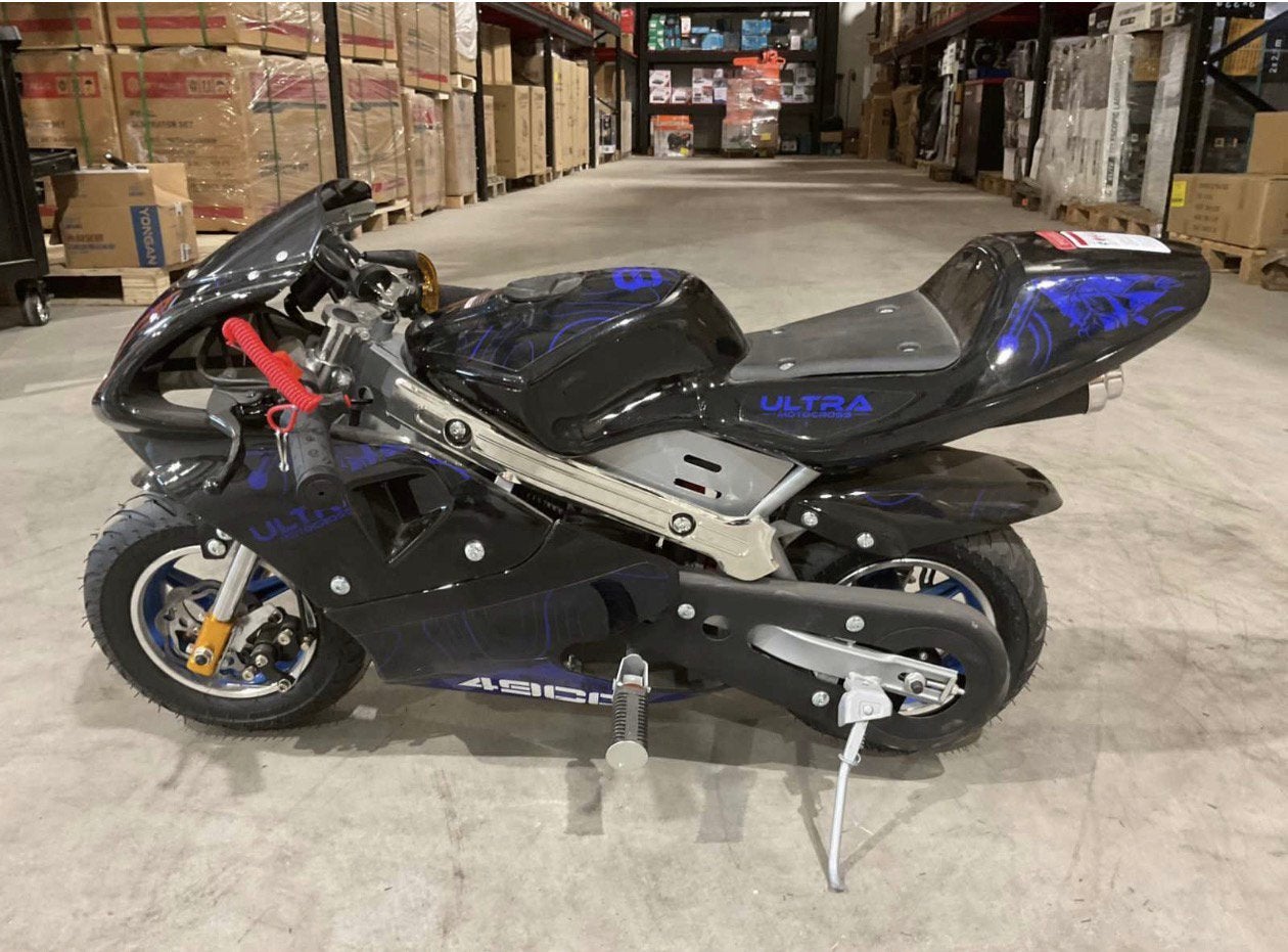 Nieuwe 49cc Pocketbike - Zwart met Blauwe Details, Fietsen en Brommers, Ophalen of Verzenden, Nieuw, Pitbike