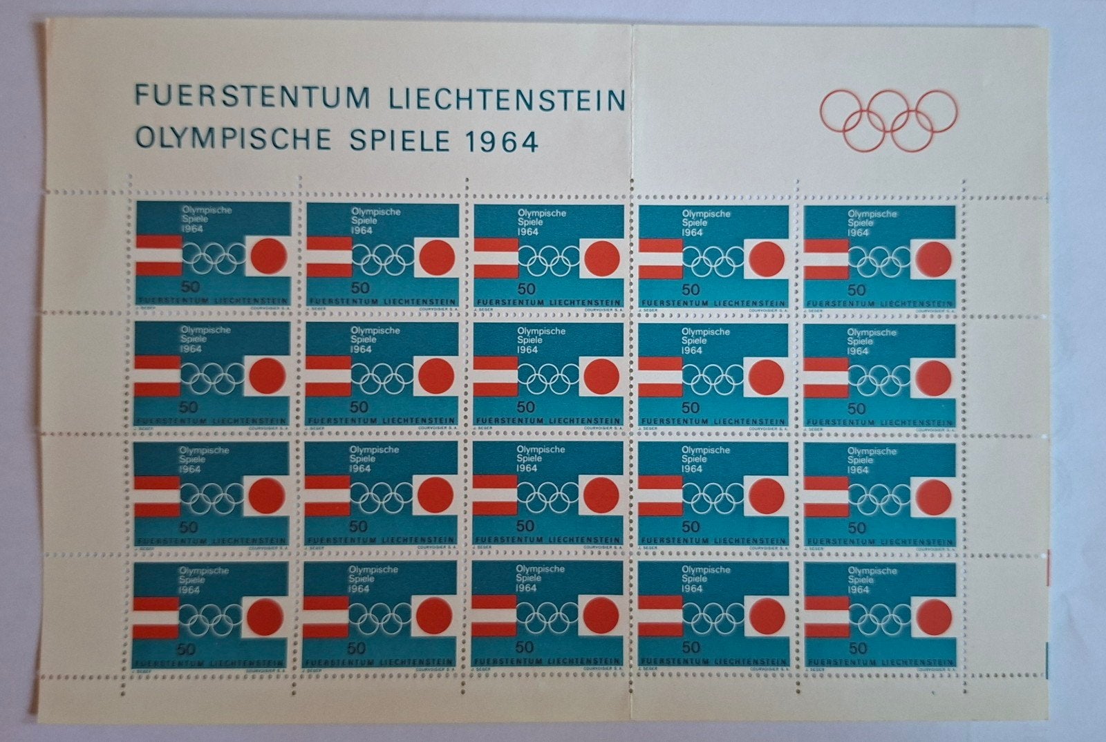Olympische Spelen 1964 Innsbruck. Velletje Liechtenstein!!, Verzenden, Sport