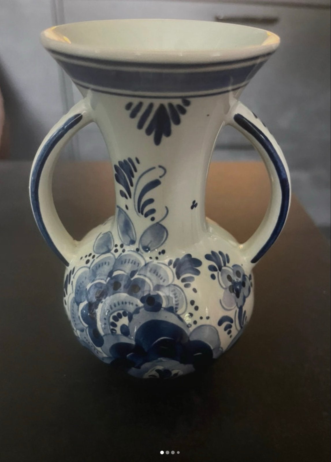 Antieke Delfts Blauwe Vaas met Handvatten - Holland, Ophalen of Verzenden