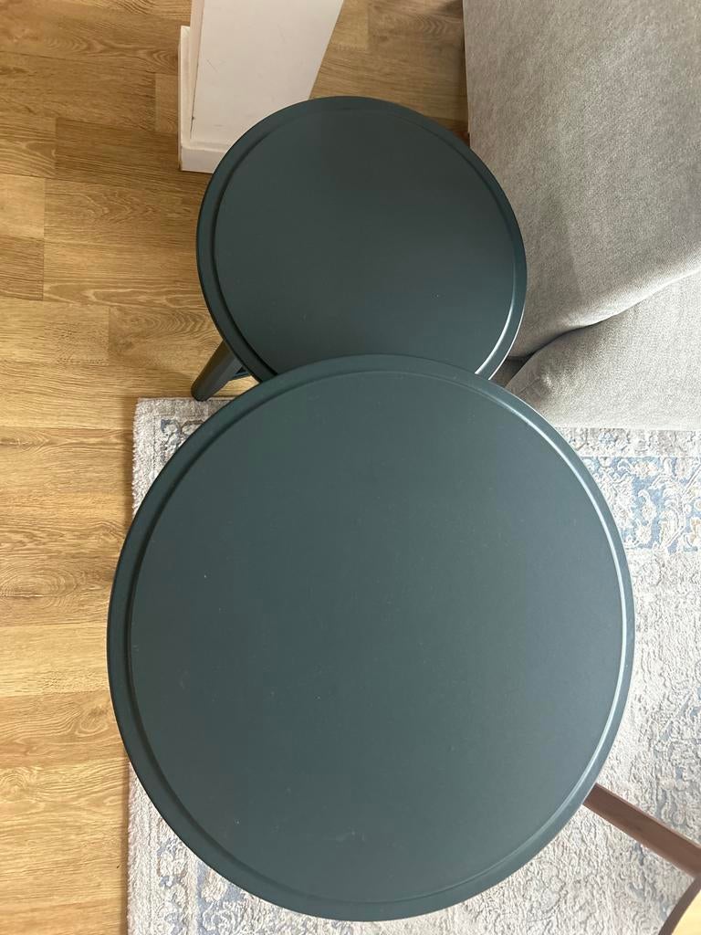 Ikea Kragsta bijzettafels, set van 2, Minder dan 55 cm, Gebruikt, Rond, Hout