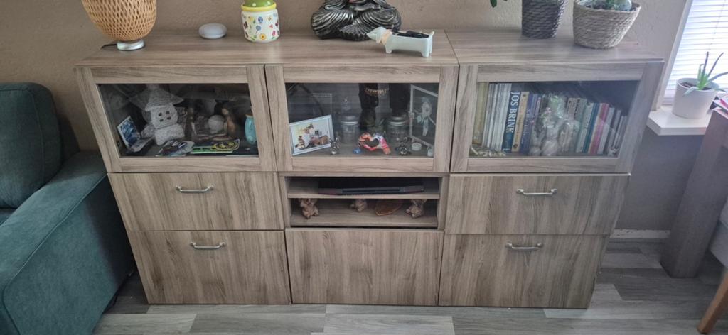 IKEA Besta dressoir met SINDVIK en LAPPVIKEN deuren, Ophalen, Gebruikt, Glas, 150 tot 200 cm