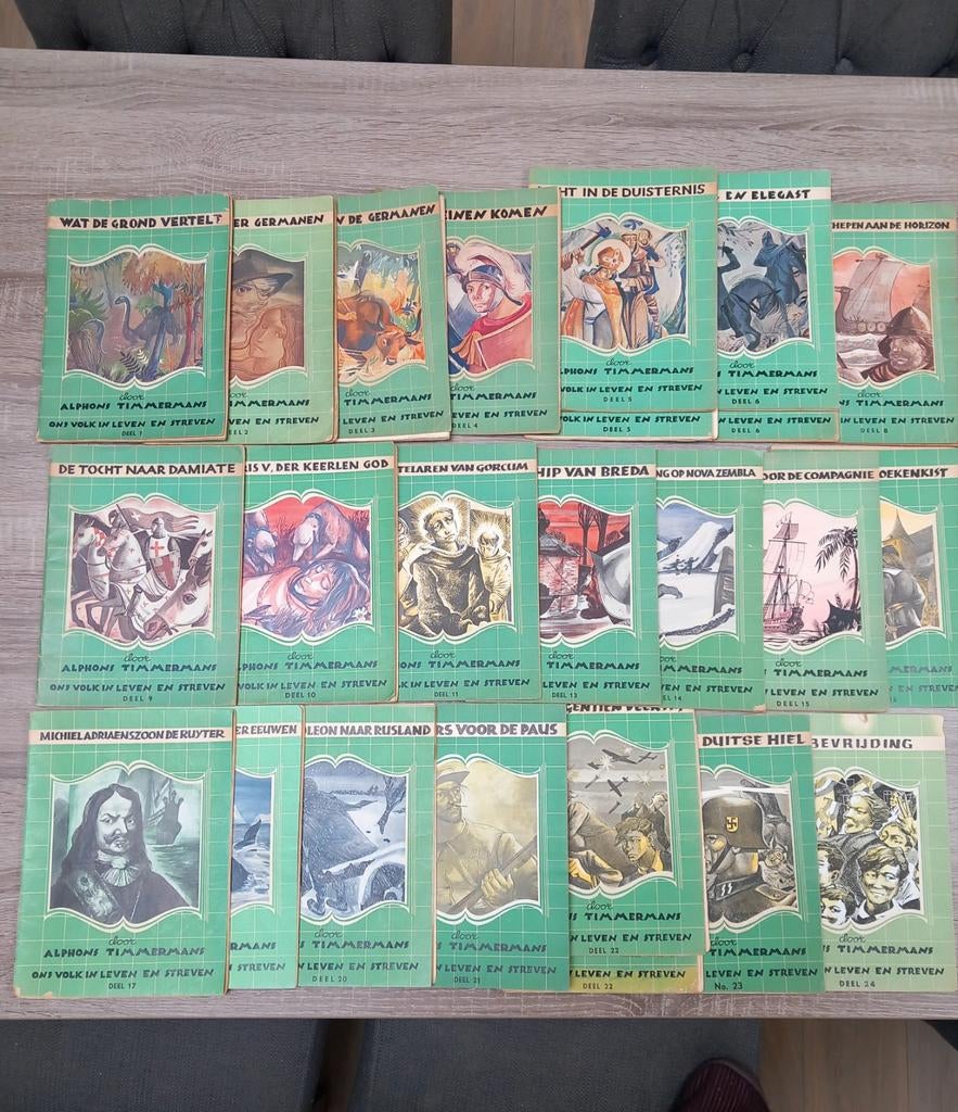 24 schoolboekjes; ons volk in leven en streven., Antiek en Kunst, Antiek | Boeken en Bijbels, Ophalen of Verzenden