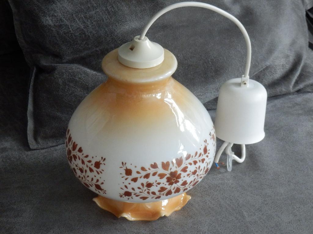 Vintage lampenkap voor hanglamp, Franse brocante, Ophalen of Verzenden, Zo goed als nieuw, Rond, 25 tot 50 cm