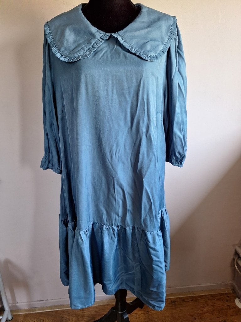 Nieuwe blauwe glans stretch jurk van Zhenzi, maat M, Maat 38/40 (M), Zhenzi, Blauw, Nieuw