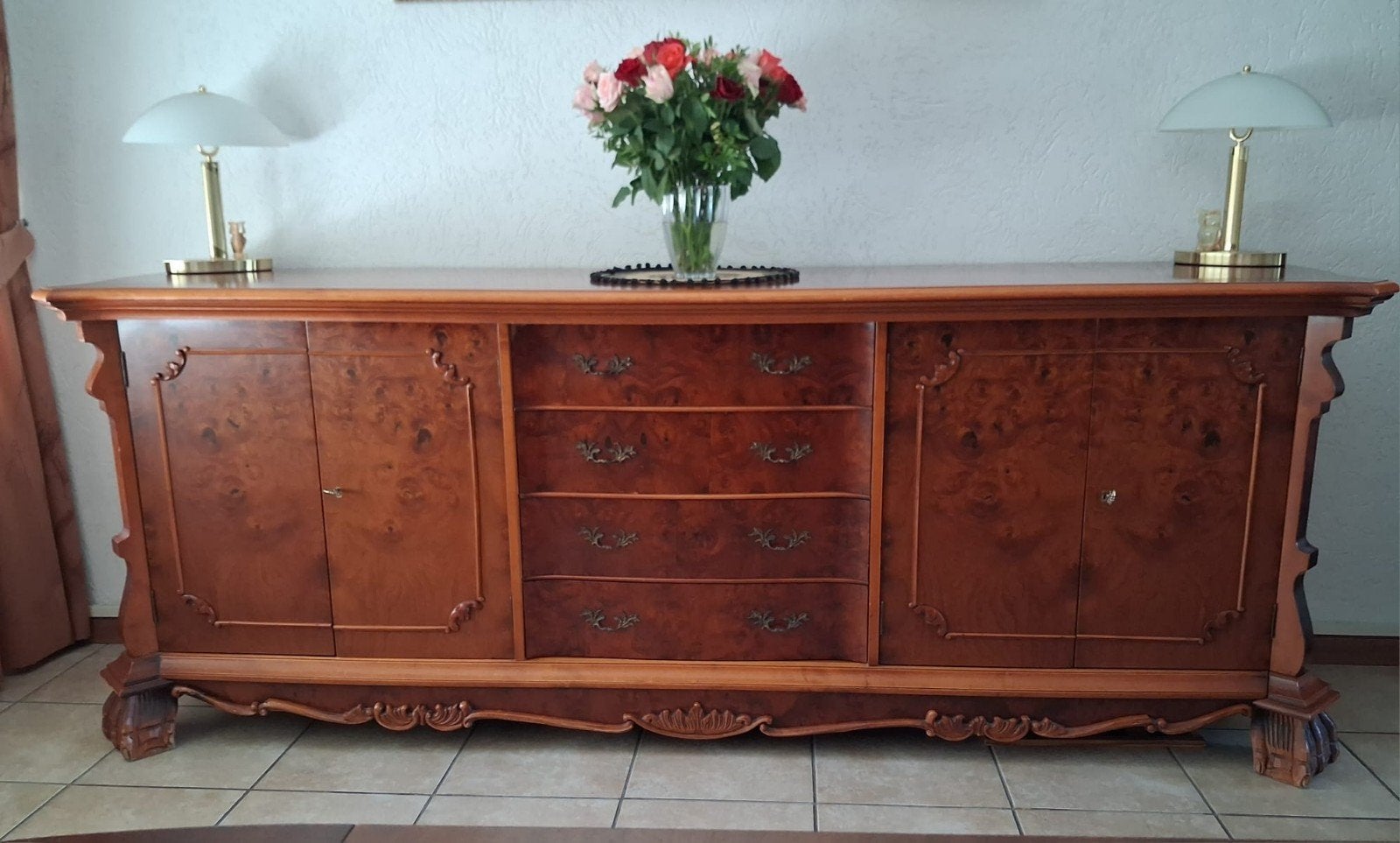 Prachtig wortelnoten dressoir - 235x60x90cm, Ophalen