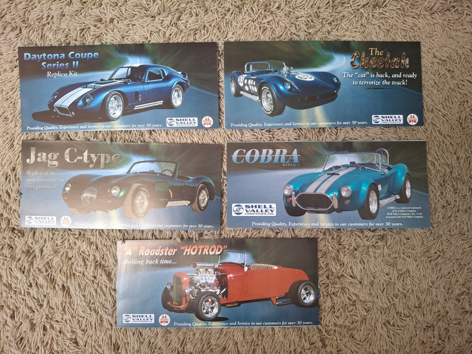 5 autofolders (klein) Shell Valley kitcars, Boeken, Verzenden, Zo goed als nieuw, Algemeen