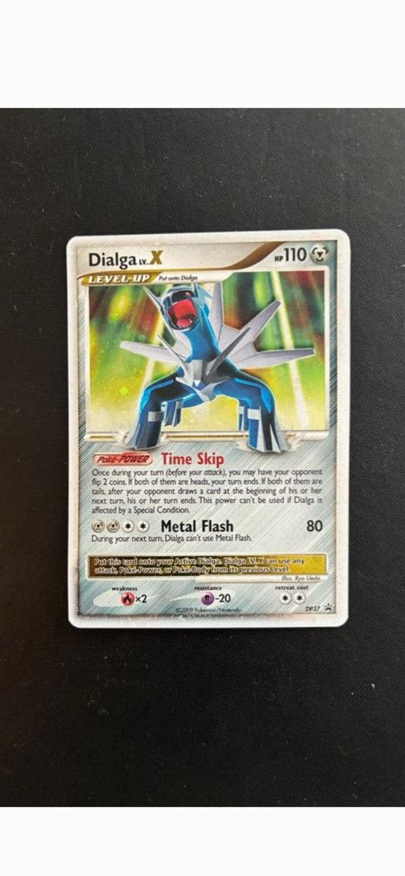 Dialga Lv.X Pokémon Kaart - Zeldzaam en Glanzend, Ophalen of Verzenden, Zo goed als nieuw, Losse kaart, Foil