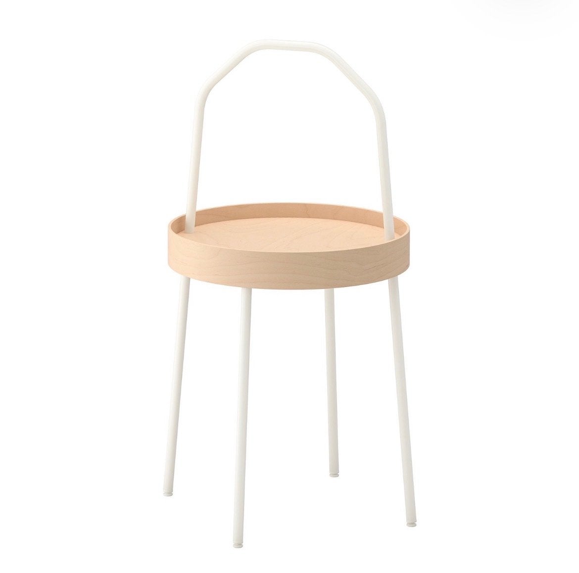 Nieuwe IKEA Burvik bijzettafel - Wit/Berken, Ophalen, Minder dan 55 cm, Rond, Nieuw