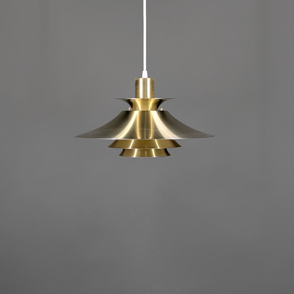 Frandsen vintage hanglamp – goud/messing – Ø37 cm, Kunststof, Zo goed als nieuw, Deens design, E27 (groot)