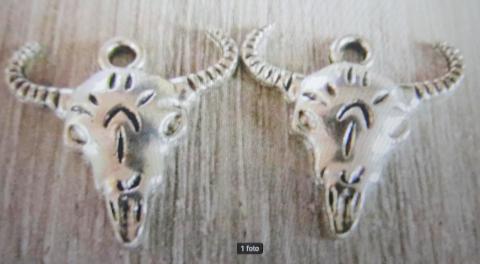 zilverkleur bedel runderschedel. 20,6x21.00 mm., Ophalen of Verzenden, Nieuw, Bedel