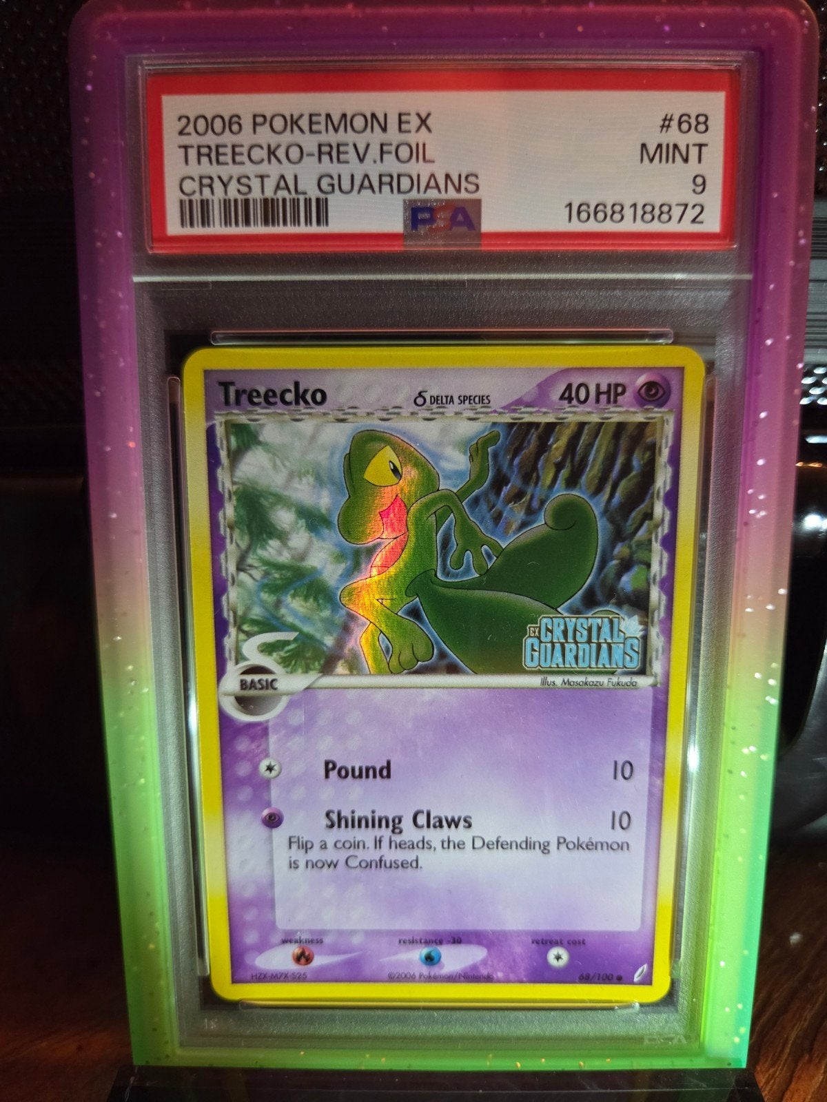PSA 9 Treecko Reverse holol EX Crystal Guardians!, Ophalen of Verzenden, Zo goed als nieuw, Losse kaart, Foil